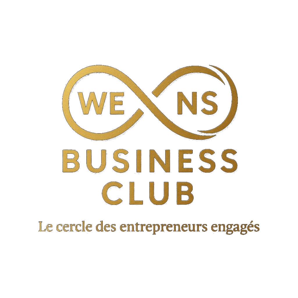 Logo WE NS BUSINESS CLUB, symbole infini doré et cercle des entrepreneurs engagés